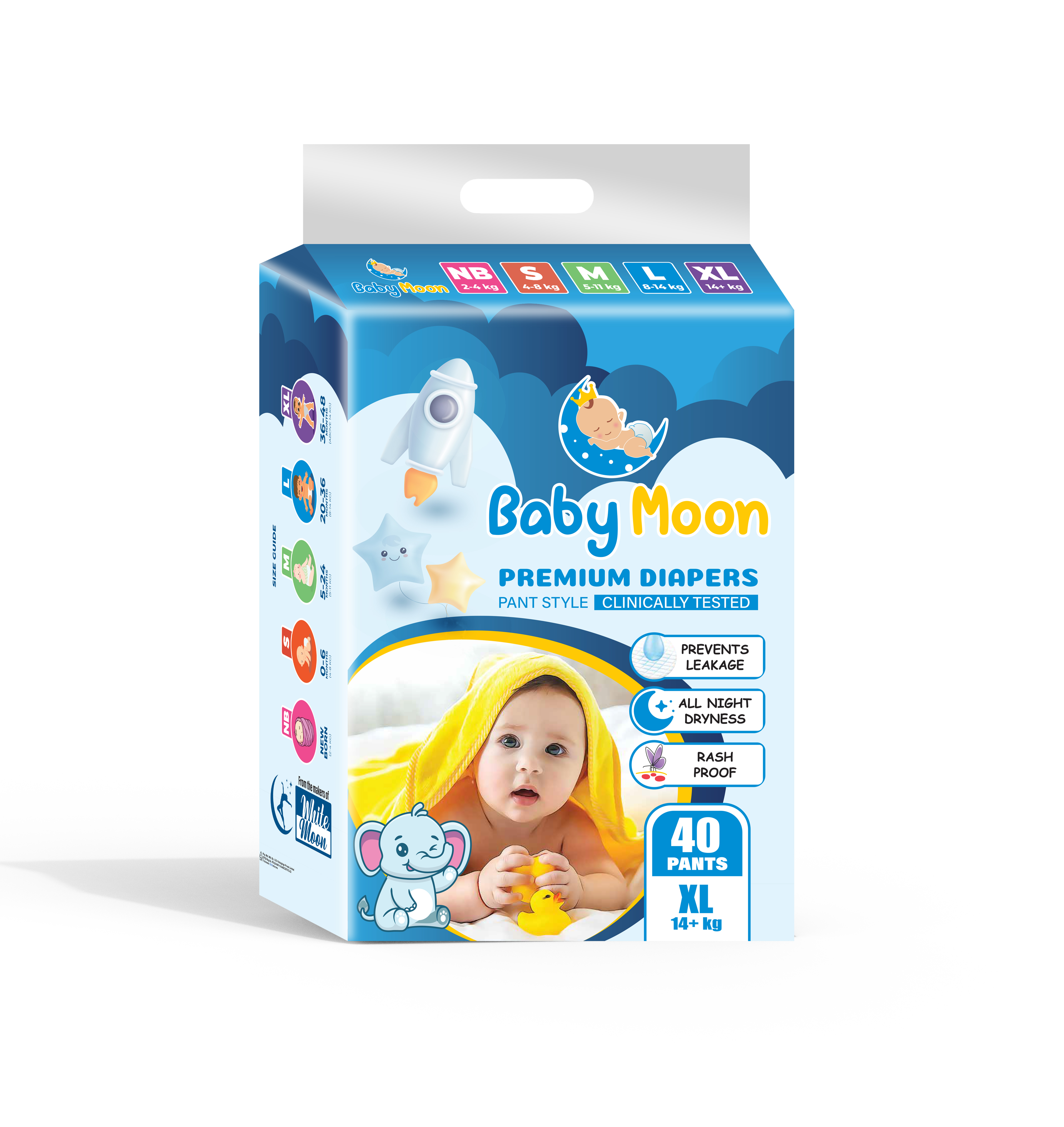 Baby Moon Diapers Pant Style Eco Pack XL40
